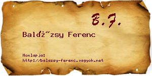Balázsy Ferenc névjegykártya