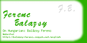 ferenc balazsy business card